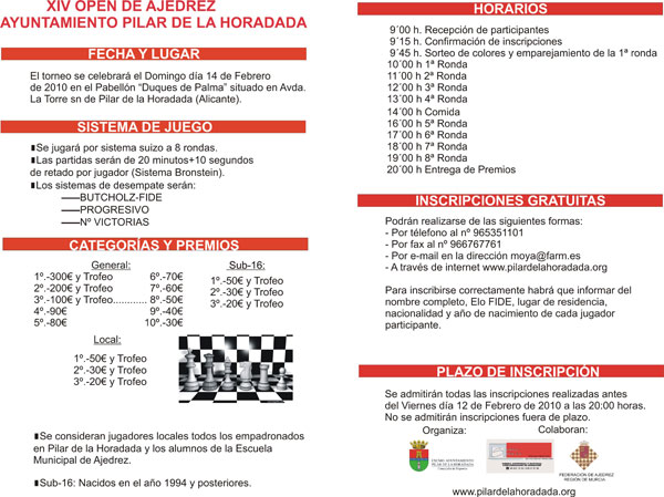 14. Open de Ajedrez Ayuntamiento Pilar de la Horadada