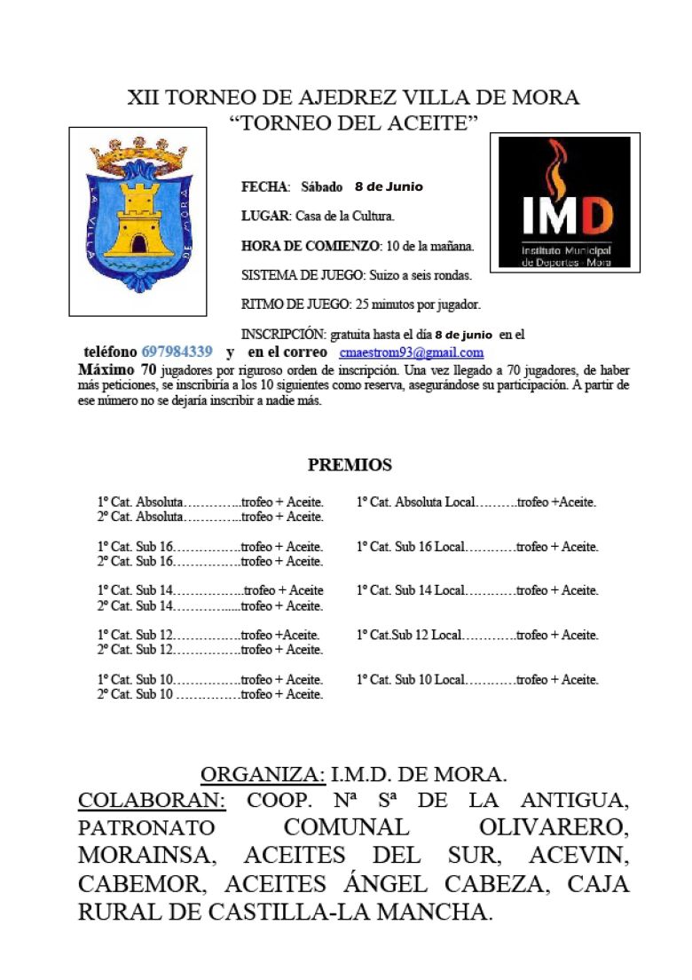 12. Torneo de Ajedrez Villa de Mora